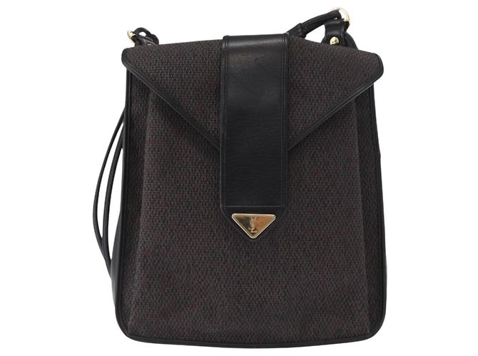 Saint Laurent Borsa a Spalla in PVC Pelle Grigia Oro Auth bs31404 Marrone D'oro - vista 2