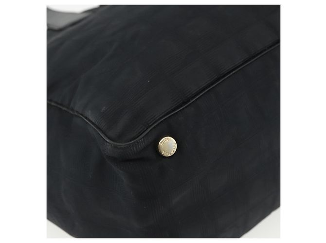 CHANEL Nuova Borsa Tote da Viaggio Nylon Nero oro CC Auth ka411 D'oro - vista 13