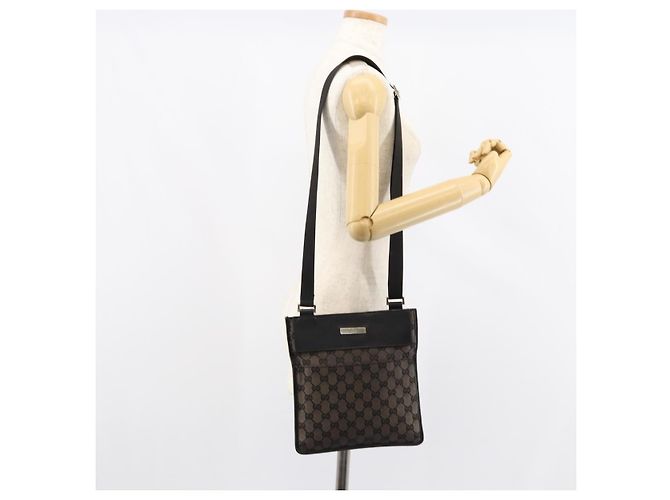 Borsa a Spalla GG Canvas Gucci Marrone Argento 019 0348 Auth 153116 - vista 23