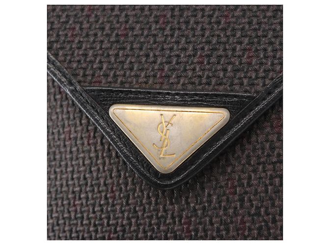 Saint Laurent Borsa a spalla in tela nera e oro Auth 151616 Nero D'oro - vista 14