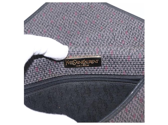 Saint Laurent Borsa a spalla in tela nera e oro Auth 151616 Nero D'oro - vista 16