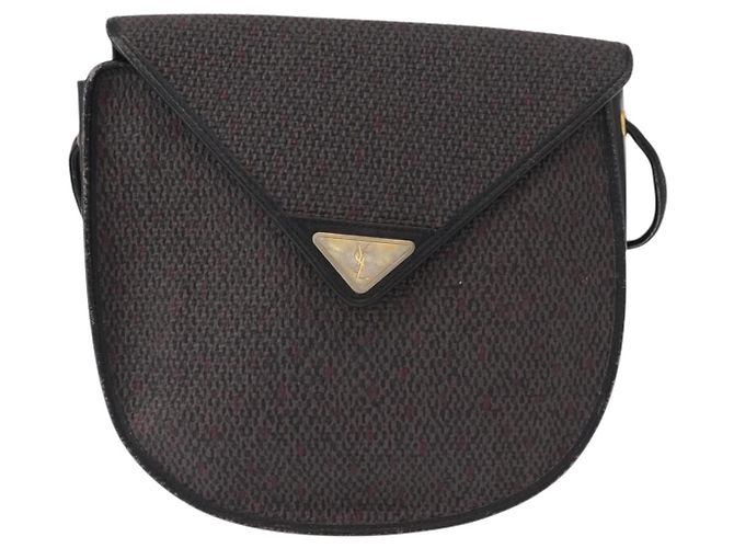Saint Laurent Borsa a spalla in tela nera e oro Auth 151616 Nero D'oro - vista 2