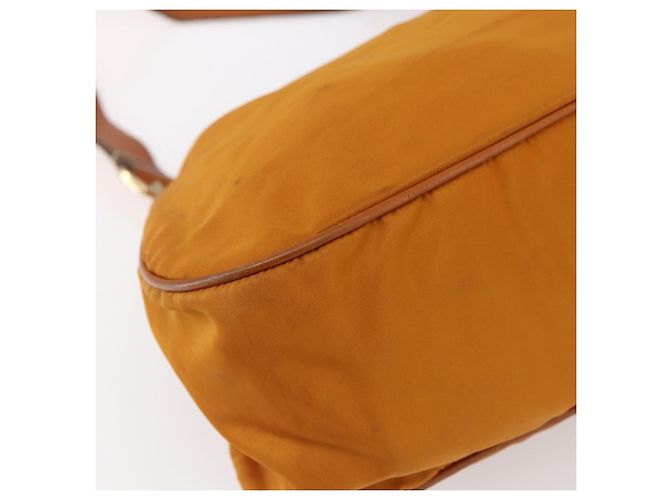 Borsa a Spalla PRADA Nylon Arancione Oro Auth 154692 D'oro - vista 16
