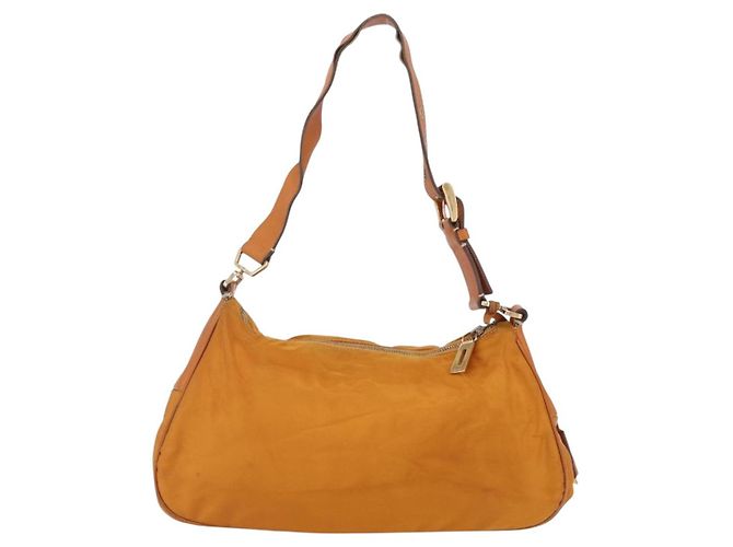 Borsa a Spalla PRADA Nylon Arancione Oro Auth 154692 D'oro - vista 2