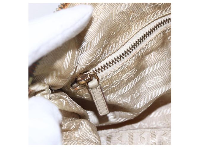 Borsa a Spalla PRADA Nylon Arancione Oro Auth 154692 D'oro - vista 21