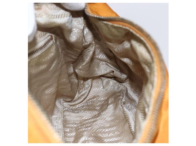 Borsa a Spalla PRADA Nylon Arancione Oro Auth 154692 D'oro - vista 22
