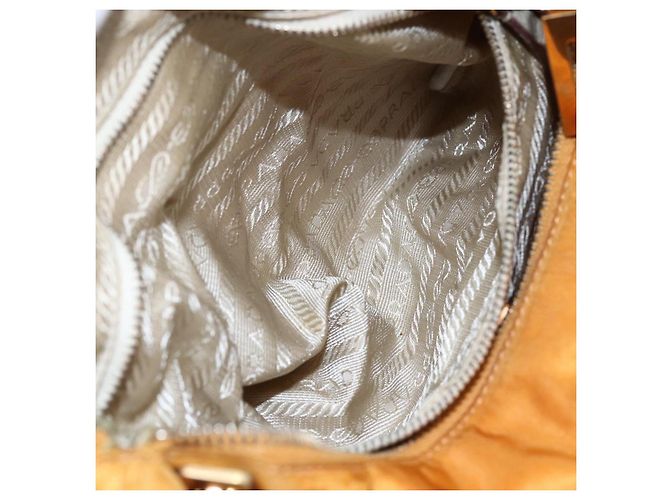 Borsa a Spalla PRADA Nylon Arancione Oro Auth 154692 D'oro - vista 24