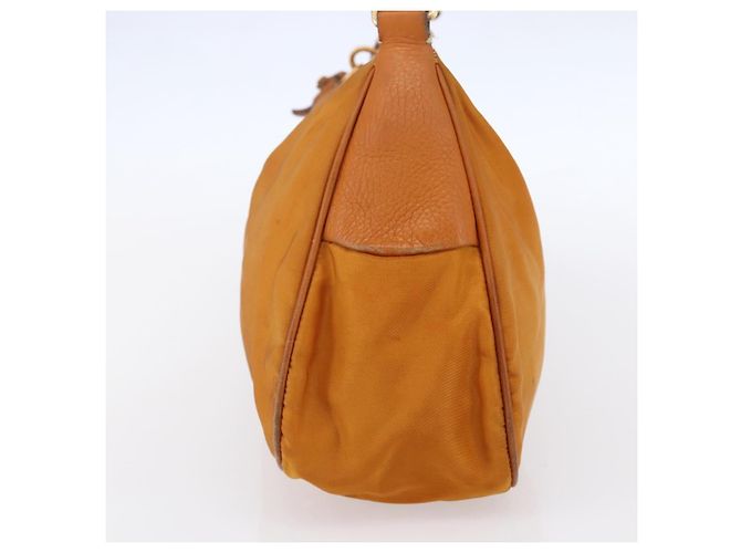 Borsa a Spalla PRADA Nylon Arancione Oro Auth 154692 D'oro - vista 4