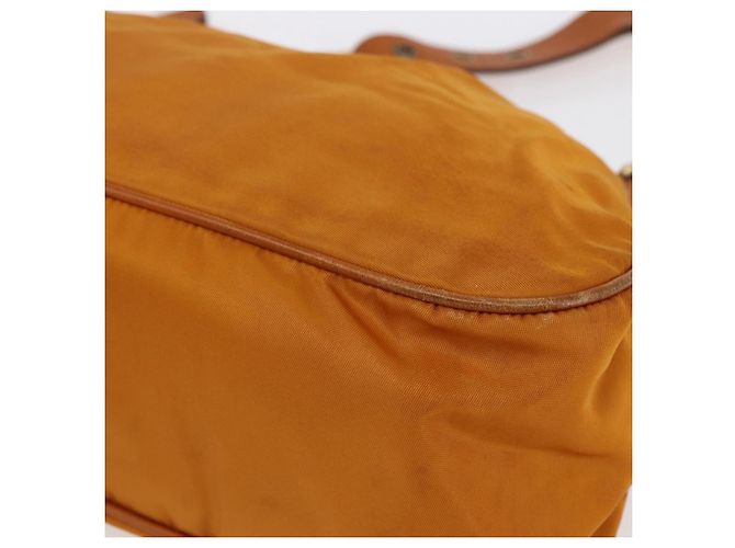 Borsa a Spalla PRADA Nylon Arancione Oro Auth 154692 D'oro - vista 9