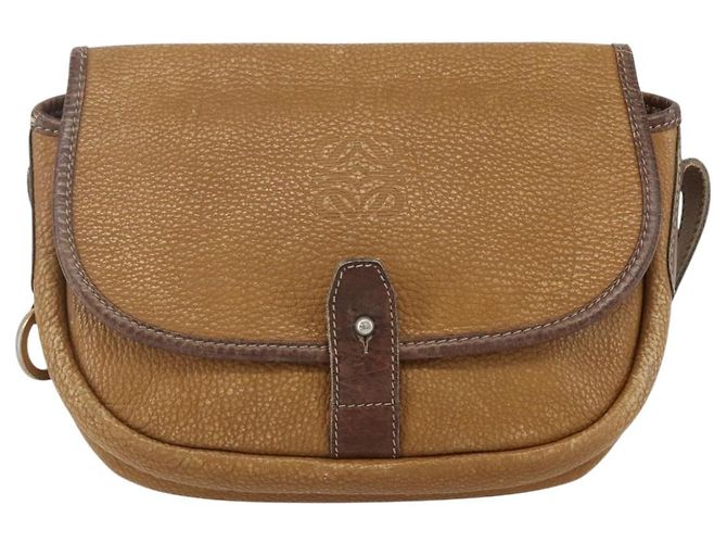 LOEWE Borsa a Spalla Anagram Pelle Beige Oro Auth 151706 D'oro - vista 13