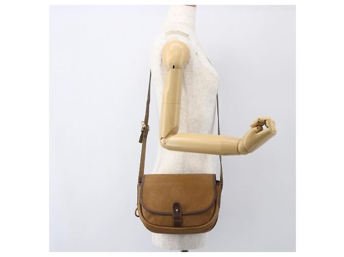 LOEWE Borsa a Spalla Anagram Pelle Beige Oro Auth 151706 D'oro - vista 19