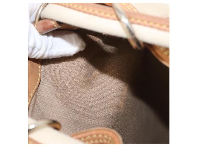 Zaino LOEWE in tela e pelle beige oro Auth BA8695 D'oro - vista 12