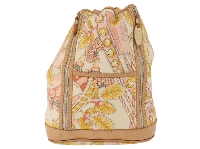 Zaino LOEWE in tela e pelle beige oro Auth BA8695 D'oro - vista 13