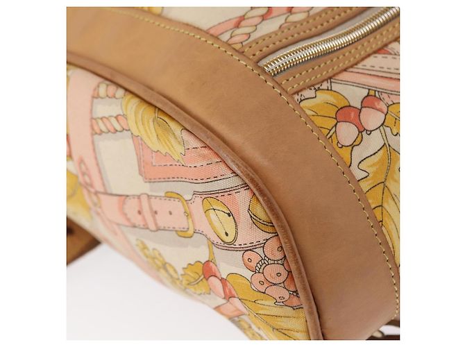 Zaino LOEWE in tela e pelle beige oro Auth BA8695 D'oro - vista 16