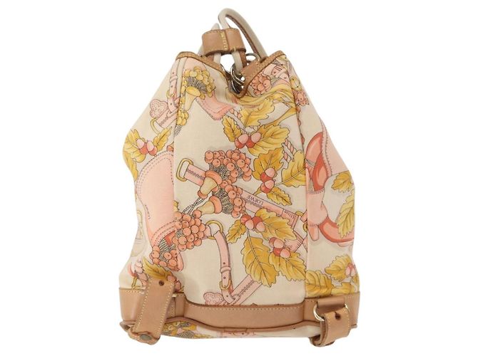 Zaino LOEWE in tela e pelle beige oro Auth BA8695 D'oro - vista 2