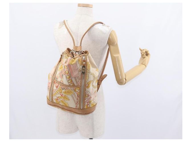 Zaino LOEWE in tela e pelle beige oro Auth BA8695 D'oro - vista 21