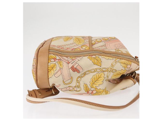 Zaino LOEWE in tela e pelle beige oro Auth BA8695 D'oro - vista 3