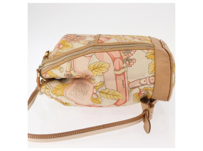 Zaino LOEWE in tela e pelle beige oro Auth BA8695 D'oro - vista 4