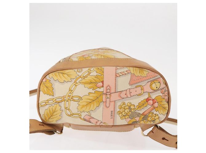 Zaino LOEWE in tela e pelle beige oro Auth BA8695 D'oro - vista 5
