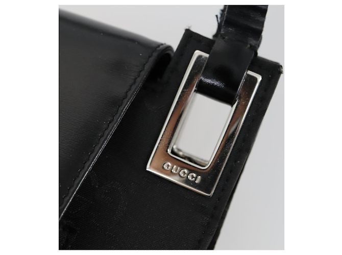 Bolsa de Ombro GG em Lona Gucci Nylon Preto Prata 001 3132 Auth 154414 - vista 14