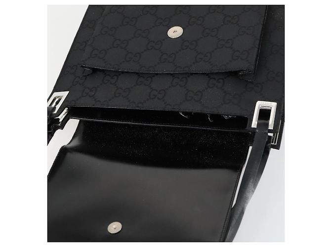 Bolsa de Ombro GG em Lona Gucci Nylon Preto Prata 001 3132 Auth 154414 - vista 15