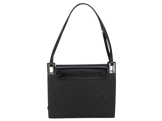 Bolsa de Ombro GG em Lona Gucci Nylon Preto Prata 001 3132 Auth 154414 - vista 3