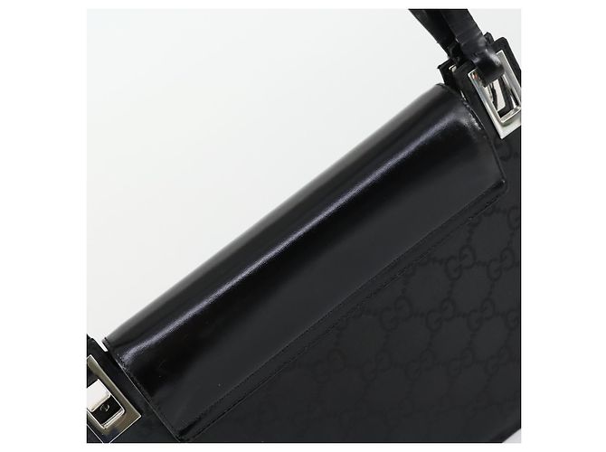 Bolsa de Ombro GG em Lona Gucci Nylon Preto Prata 001 3132 Auth 154414 - vista 6