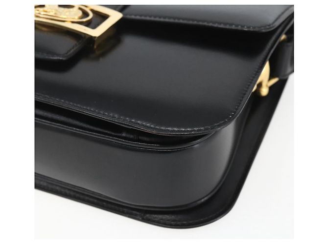 Sac à épaule CÉLINE Carrosse en cuir noir et or Auth ka895 Doré - vue 10