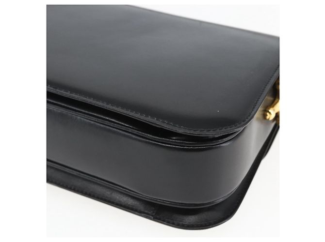 Sac à épaule CÉLINE Carrosse en cuir noir et or Auth ka895 Doré - vue 12