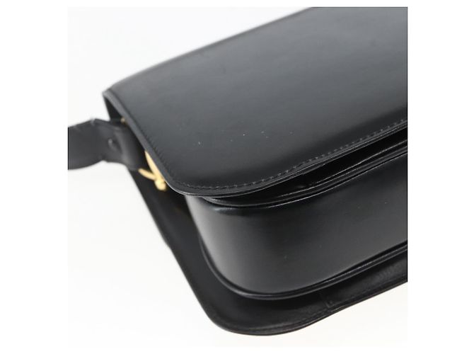 Sac à épaule CÉLINE Carrosse en cuir noir et or Auth ka895 Doré - vue 13