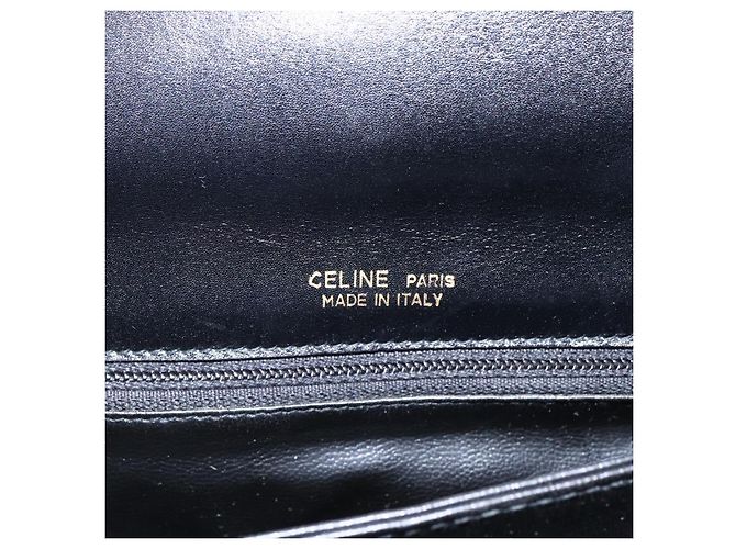Sac à épaule CÉLINE Carrosse en cuir noir et or Auth ka895 Doré - vue 15