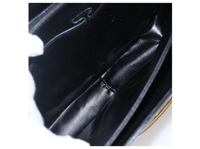 Sac à épaule CÉLINE Carrosse en cuir noir et or Auth ka895 Doré - vue 17