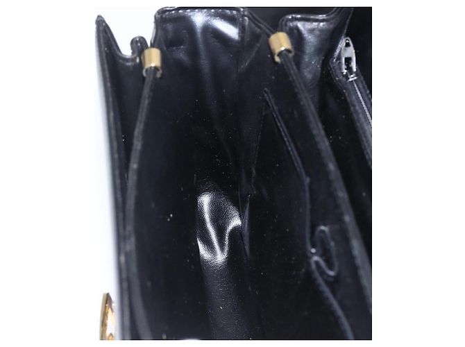 Sac à épaule CÉLINE Carrosse en cuir noir et or Auth ka895 Doré - vue 19