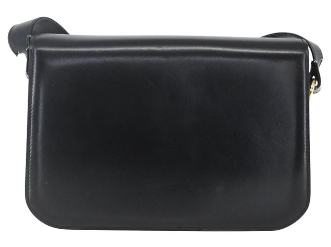 Sac à épaule CÉLINE Carrosse en cuir noir et or Auth ka895 Doré - vue 3