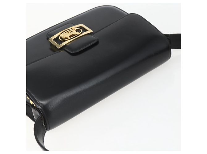Sac à épaule CÉLINE Carrosse en cuir noir et or Auth ka895 Doré - vue 6