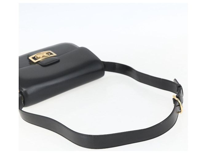 Sac à épaule CÉLINE Carrosse en cuir noir et or Auth ka895 Doré - vue 7