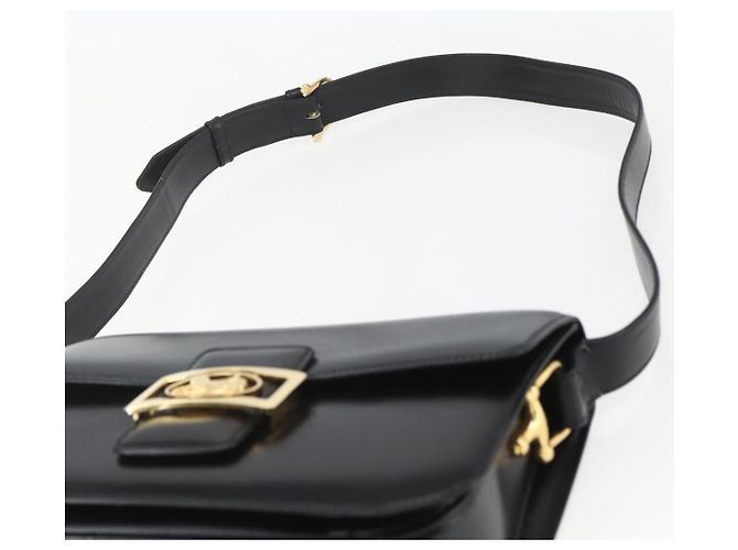 Sac à épaule CÉLINE Carrosse en cuir noir et or Auth ka895 Doré - vue 8