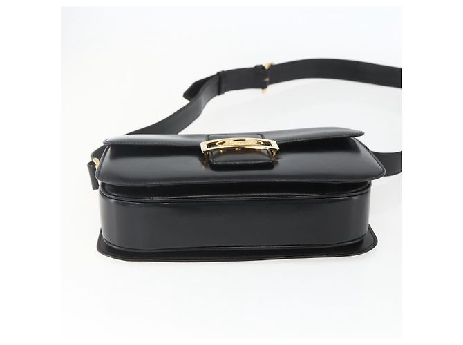 Sac à épaule CÉLINE Carrosse en cuir noir et or Auth ka895 Doré - vue 9