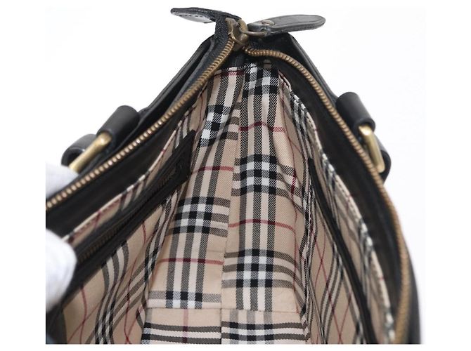 Burberry Borsa Tote in Pelle Nera e Oro Auth BA8801 Nero D'oro - vista 17