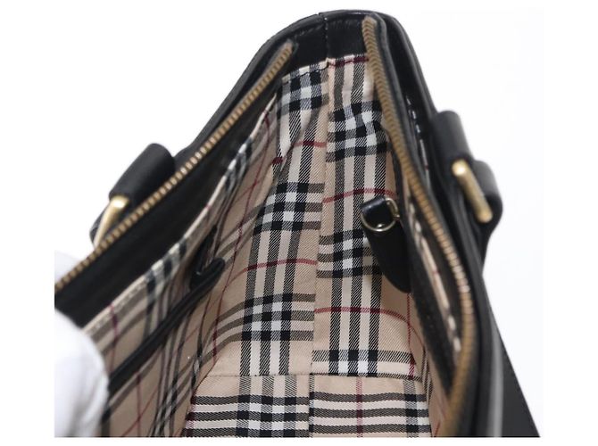 Burberry Borsa Tote in Pelle Nera e Oro Auth BA8801 Nero D'oro - vista 18