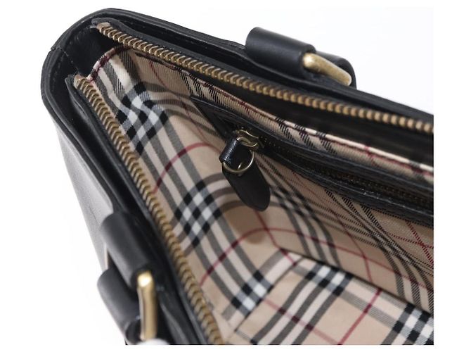 Burberry Borsa Tote in Pelle Nera e Oro Auth BA8801 Nero D'oro - vista 19