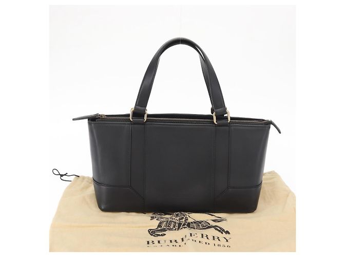 Burberry Borsa Tote in Pelle Nera e Oro Auth BA8801 Nero D'oro - vista 21