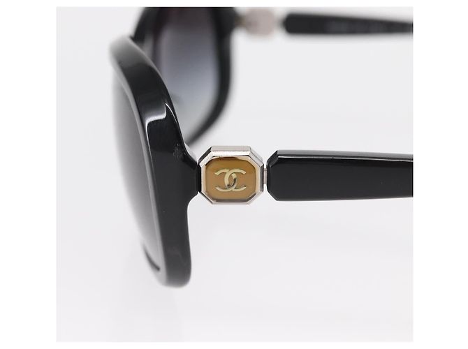 Gafas de sol CHANEL de plástico Negro CC Auth ka958 - vista 8