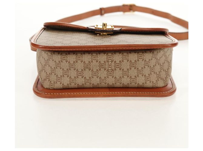 Céline Borsa a Spalla in Tela Macadam CELINE PVC Beige Oro Auth 158828 D'oro - vista 11