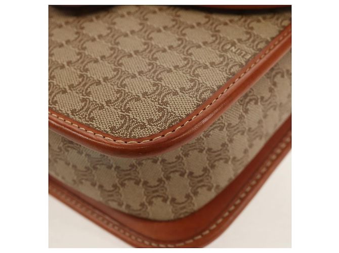 Céline Borsa a Spalla in Tela Macadam CELINE PVC Beige Oro Auth 158828 D'oro - vista 13