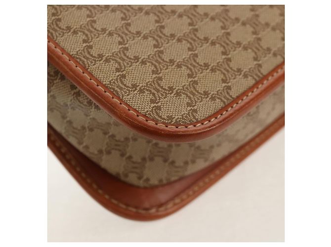Céline Borsa a Spalla in Tela Macadam CELINE PVC Beige Oro Auth 158828 D'oro - vista 14