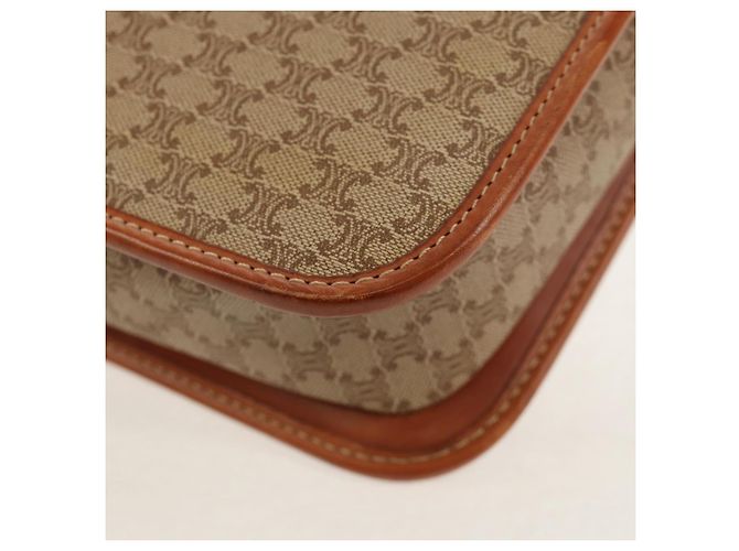 Céline Borsa a Spalla in Tela Macadam CELINE PVC Beige Oro Auth 158828 D'oro - vista 15