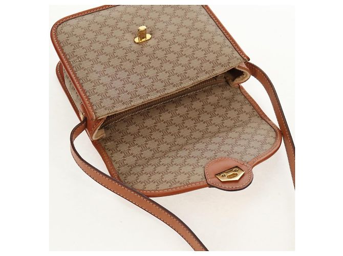 Céline Borsa a Spalla in Tela Macadam CELINE PVC Beige Oro Auth 158828 D'oro - vista 17