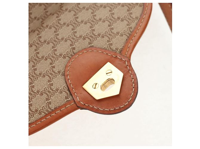 Céline Borsa a Spalla in Tela Macadam CELINE PVC Beige Oro Auth 158828 D'oro - vista 18