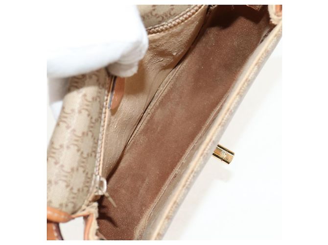 Céline Borsa a Spalla in Tela Macadam CELINE PVC Beige Oro Auth 158828 D'oro - vista 19